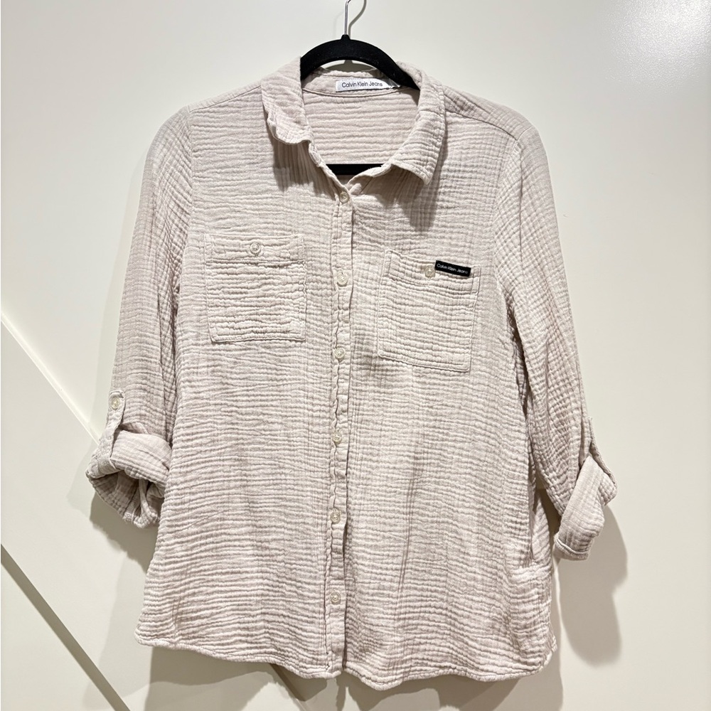 Calvin Klein Jeans Cream Textured Shirt